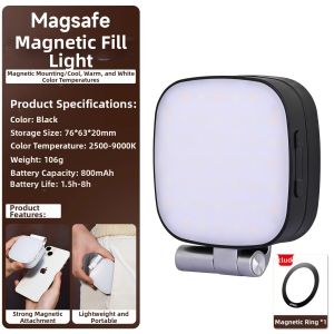 Piple | Selfie & Makeup Lighting Mirror with RGB Portable Phone & Camera Light
