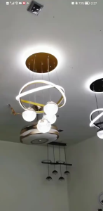 Lampu Gantung Kristal Elegan dengan Remote Control - Warna Emas Bahan Aluminium Sumber Cahaya Dapat Diganti