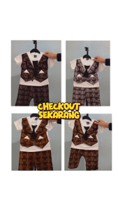 Setelan baju rompi bayi laki motif ROMPI TUXEDO JOGER usia bayi 0- 12 bulan - Max BB 9 kg
