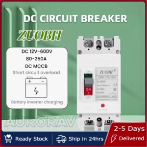 Molded DC Case Circuit Breaker 2P Poles 100A 125A 160A 200A 250A MCCB Solar Electric Circuit Breaker Overload Protection Switch Protector Isolator for Solar Photovoltaic PV