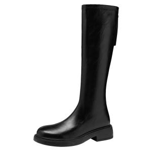 Josiny | Thick Sole Long Boots Brown Coarse Heel Slim Look