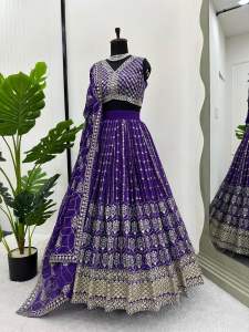 LAUNCHING NEW BEAUTIFUL SEQUENCE EMBROIDERY WORK ETHNIC LEHENGA (SEMI STITCHED) COMBINED WITH CHOLI UNSTITCHED CLOTH USE UPTO 44/XXL