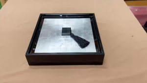 Hộp đựng bánh mứt sơn mài size 28x28x6.5 cm / Dát Bạc Cao Cấp- Sang Trọng
