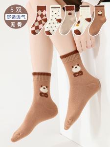 Princess Style Cotton Socks for Girls Spring Autumn Winter No-Cuff Anti-Odor Mid-Calf Childrens Socks Cute Girls Style