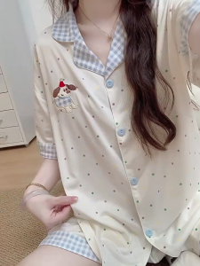 Bộ Pyjama Bộ đồ ngủ mùa xuân thu dành cho nữ áo cardigan dài tay quần dài họa tiết cún mềm mại dễ thương Pj14
