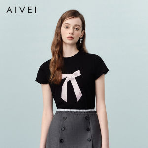 AIVEI | Youthful Sweet Bow Print T-shirt