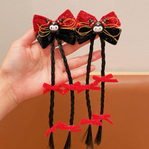 New Year Children's Hair Accessories: Red Butterfly Knot Wig Clips & Festive Cute Styles