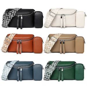 【NEW】 Women Classic Dating Bag PU Leather Simple Shoulder Purse Zipper Closure Soft Crossbody Bag Commute Bag with Matching Clutch Set