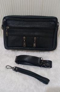 tas tangan/handbag kulit sapi bertekstur serat kulit jeruk warna hitam