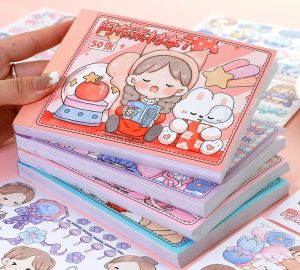 Sổ Tay Đồ Chơi hình dán Sticker Telado 50 Trang Dễ Thương 50 Tờ Hình Dán Trang Trí Siêu Cute Set 50 Tờ Sticker Telado Trang Trí Siêu Dính