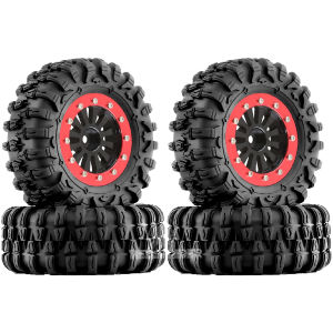 Bộ Mâm Xe Beadlock Nhôm RED SPIDER 1.3 Inch Kèm Lốp Địa Hình Bùn Dành Cho Xe RC Crawler 1/24 1/18 Ascent18 SCX24 TRX4M Nâng Cấp Bằng Kim Loại