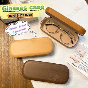 Portable Glasses Case Hard Wooden Grain Spectacle Frame Box Reading Glasses Holder Case Brown/yellow/dark brown
