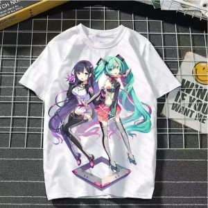 Bandai | Hatsune miku Two-dimensional Animation Cartoon Cute Summer Short-sleeved Male and Female Couple Pain Woman Clothes Mens Shirts