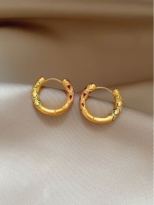 French Vintage Matte Gold Color Block Womens Earrings Fashionable Personality Alloy Ear Jewelry Pair Crystal Rhinestone