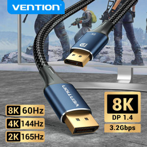 Vention Display port 1.4 cable Male to Male 8K 60HZ 144HZ สายเคเบิลจอแสดงผล HDR สำหรับจอแสดงผล HDTV หน้าจอแล็ปท็อปพีซี PC Laptop TV Computer Switch PS5 PS4 Pro Gaming monitor dp to สาย dp port cable