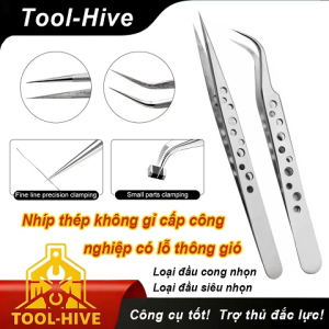 Nhíp chống tĩnh điện chính xác bộ thép không gỉ đầu thẳng và cong dụng cụ sửa điện thoại linh kiện điện tử công nghiệp