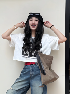 Unique Stylish Short Printed Sleeveless T-shirt WomensLoose Fit SummerComfortable Lazy StyleUnique Small Top