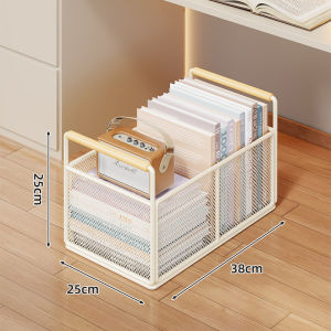 QINQI | Movable Large Capacity Metal Wire Book Storage Basket