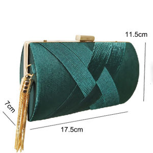 Women Handbags Elegant Satin Evening Bags Dress Business Party Clutch Box Bags Tassel Dinner Bag Golden Metal Chain Strap Shoulder Bag