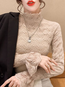 chaqi | เสื้อเชิ้ตคอสูงครึ่งตัวผ้าลูกไม้ฟอกขนแกะสำหรับผู้หญิง เสื้อเชิ้ตแขนยาวฤดูใบไม้ร่วง/ฤดูหนาว แฟชั่นใหม่ 2025 แบรนด์ Chaiqi