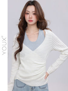 YOUXIANG | Áo Len Sọc Kiểu Hai Mảnh