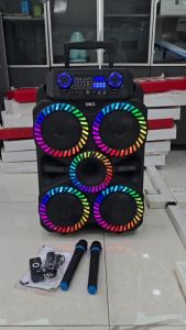 SKG ลำโพง ล้อลาก 8นิ้วx4ดอก (ไม่มีดอกปลอม) 40W RMS. เบสหนัก ตับๆ ไมค์ลอย 2ตัว ไฟวิบวับ (ปิด-เปิดได้) รุ่น AV-5808 สีดำ