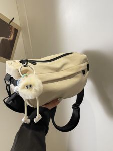 กระเป๋าสะพายข้างผ้าไนลอนแบบลำลองสำหรับผู้หญิง กระเป๋าสะพายข้างแบบมีซิป ความจุขนาดใหญ่ กระเป๋าคลัตช์สไตล์ข้าวหมูทอดแบบสะพายข้าง