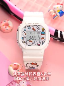(42mm)100% Authentic Sanrio Hello Kitty Watch for Kids Girls Waterproof Watches with Backlight Melody Digital Watch for Kids Boys Children Wristwatch Shockproof hellokitty Birthday Gift Kuromi Cinnamoroll Christmas Gifts 8611