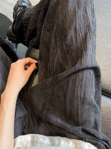 Laid-back Dyed Ice Silk Wide Leg Pants Women Summer Thin High Waist Slim Loose Draping Floor-Length Small Size Sembach Pants