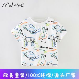 Áo Thun Nam Mùa Hè Mới Về Cổ Tròn Tay Ngắn in Họa Tiết Hoạt Hình Cotton Thoáng Khí Thoải Mái Thời Trang Trẻ Em