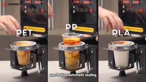 SUKINBO Commercial Automatic Bubble Tea Sealing Machine | 420W Electric Cup Sealer Machine for 95/90/88mm Plastic & Paper Cups (Boba Milk Tea Coffee Shop)