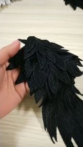 Sepasang Bordir Sayap Tempel White Angel Wing Embroidered Applique Sewing