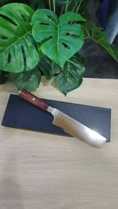 มีดเชฟ nakiri 7นิ้ว มีดดามัสกัสแท้ เหล็กกล้า ตีทบ67ชั้นVG10 รุ่น PTDG-014 เปิดคม หั่น ซอย พร้อมส่ง