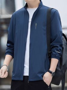 ROMON | Lomond Ice Silk Mens Summer Thin Stand Collar Jacket Cool Feeling Outdoor UV Protection Clothing Lightweight Breathable Polyester Fiber