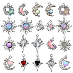 Hợp Kim Mặt Trời Mặt Trăng Ngôi Sao Hạt Charm Đính Đá 5/20 Chiếc Để Tự Làm Đồ Trang Sức - Vòng Tay Dây Chuyền Bông Tai Phụ Kiện