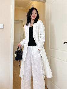 White Trench Coat Outwear Womens Spring and Autumn Mid-Length 2023 New Arrival Best Selling Fancy Classic Style Elegant Silm Overcoat