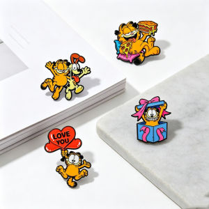 Bandai | 4Pcs/Set Cartoon Orange Cat Enamel Pins Cute Funny Character Brooches Lapel Badge Decor for Clothes Backpack Collectible Gift