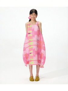 LOVESASAKIDS | Irregular Pleated Print Elastic Loose Cool Sleeveless Dress