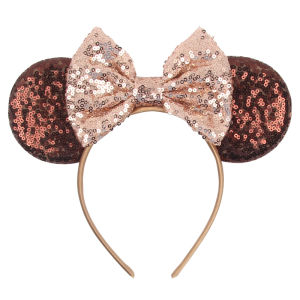 2025 Mickey Mouse Ear Headband Chip and Dale Bow Sequin Hairband Women Hair Hoop Birthday Gift Adult/Child Cosplay Accessories