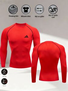 Áo Thun Thể Thao Nén Nhanh Khô Cho Nam Tay Dài In Hình Tam Giác Áo Chạy Bộ Tập Gym Áo Bó Sát Chống Nắng Dành Cho Tập Thể Dục Và Chạy Bộ