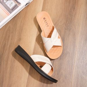 Haporri | Comfy Anti-slip Soft Sole Mid Heel Genuine Leather Sandals