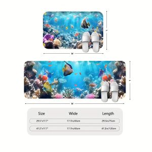 VIKAMA Ocean World Carpet Coral Reef Fish School Home Door Mat Bathroom Kitchen Nordic Ins Style Home Decoration