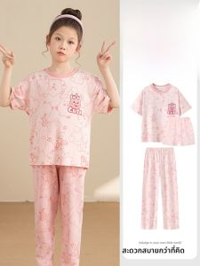 MiiOW | ชุดนอนเด็กผู้หญิง Catman 2025 ชุดสามชิ้นคอตตอนระบายอากาศบางสบายสำหรับฤดูร้อน ชุดอยู่บ้าน ชุดนอน ชุดเด็ก ชุดนอนเด็ก