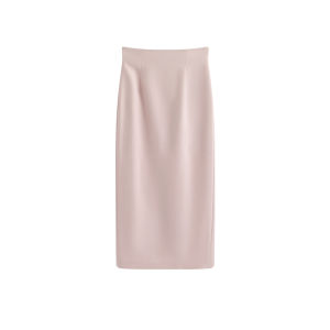 MandyZhang French Elegant Pink Asymmetrical Midi Suit Skirt Womens Spring Personality Half-length Skirt Straight Tube Skirt