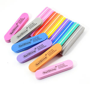 20pcs Mini Colorful Nail Art File 100/180 Grit Set 90mm Straight Sanding Polishing Grinding Nail Care Tools Soft Sponge Quality