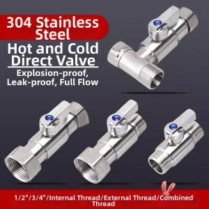 TEKANAI | 304 Stainless Steel Ball Valve for Cold and Hot Water Straight-Through Connection 1/2inch