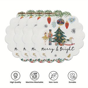 VIKAMA 4PC Christmas Nutcracker Mat Nutcracker Ballet Dancer Christmas Tree Table Restaurant Christmas Decoration
