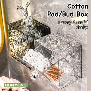 กล่องใส่สำลีแบบแผ่น ที่ใส่สำลี💦ลายคลื่นน้ำ💦 เพิ่มความเรียบหรู ใส่ของอเนกประสงค์ เปิดกว้าง แบบติดผนัง ไม่ต้องเจาะ