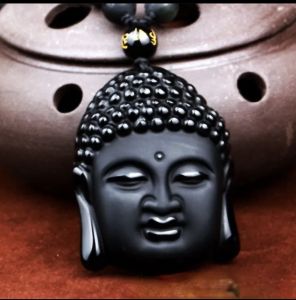 Natural obsidian Sakyamuni Buddha Head Pendant Charms Fashion Amulet Necklace Engraver Jewelry Souvenir holiday Gift