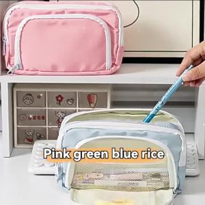 3 Layers Pencil Case Large Capacity Pouch with Zipper Compartments for Students Kids Back To School Supplies Stationery Storage